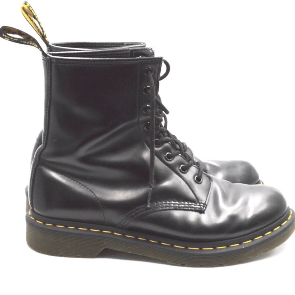 Dr.Martens Patent Leather Lace Up Black Docs Boots Size 10 - Picture 4 of 11